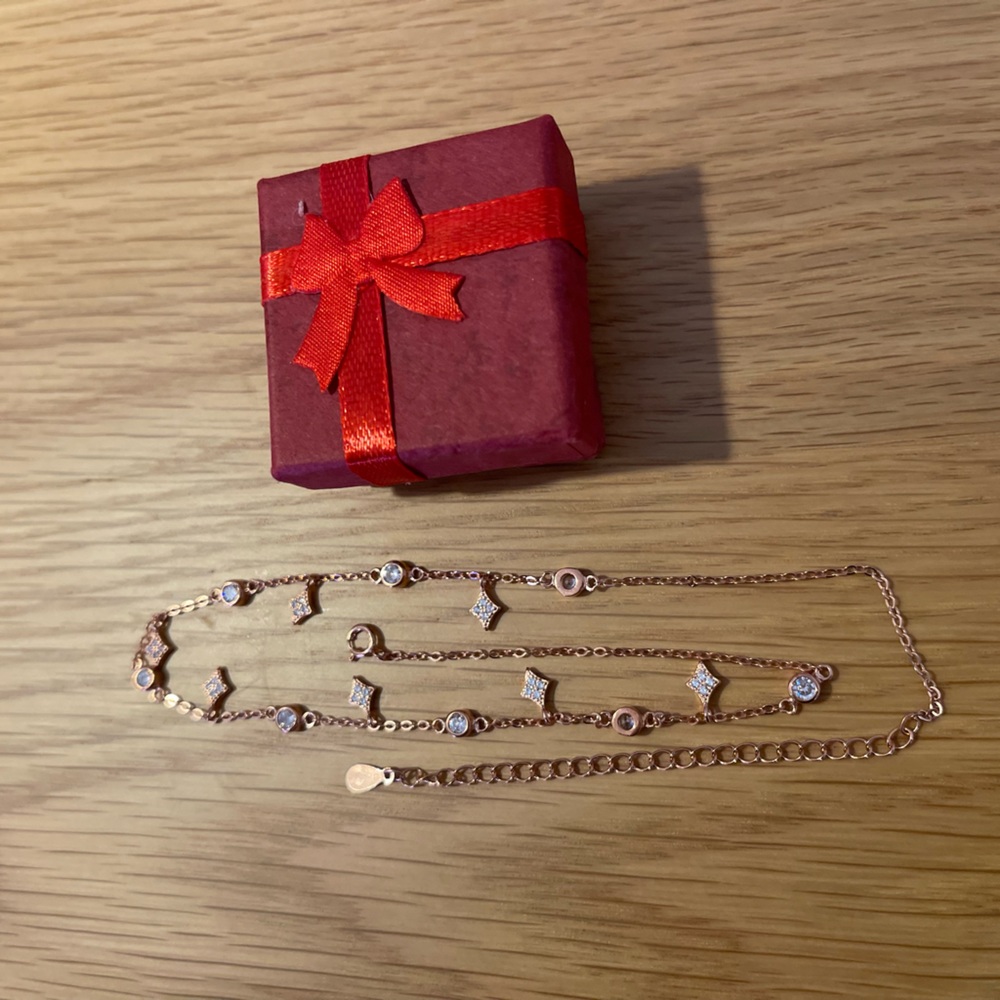 Rosegold and Rhinestone Bracelet or Anklet